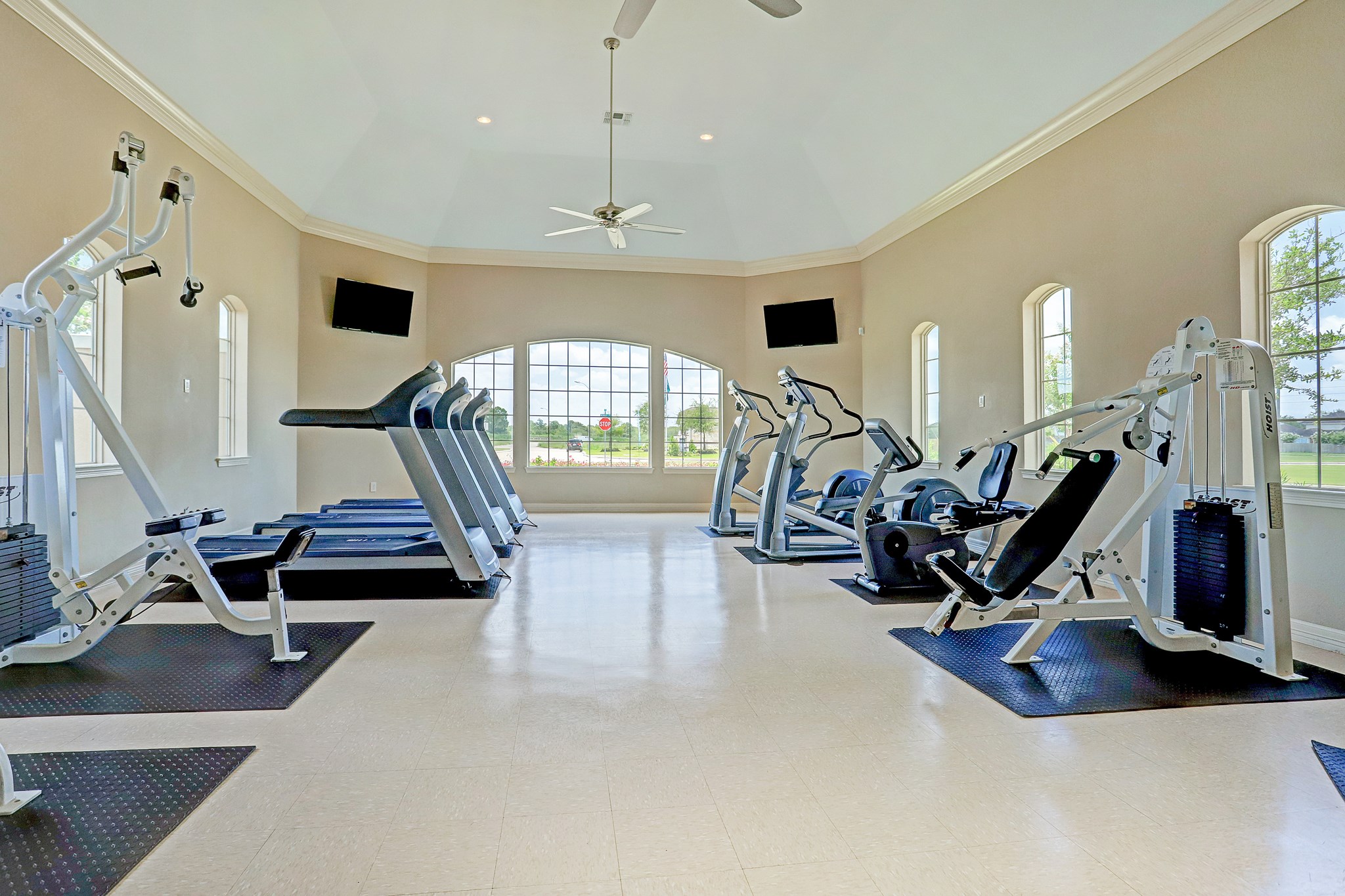 The community fitness center offers a great place for residents to stay in shape.