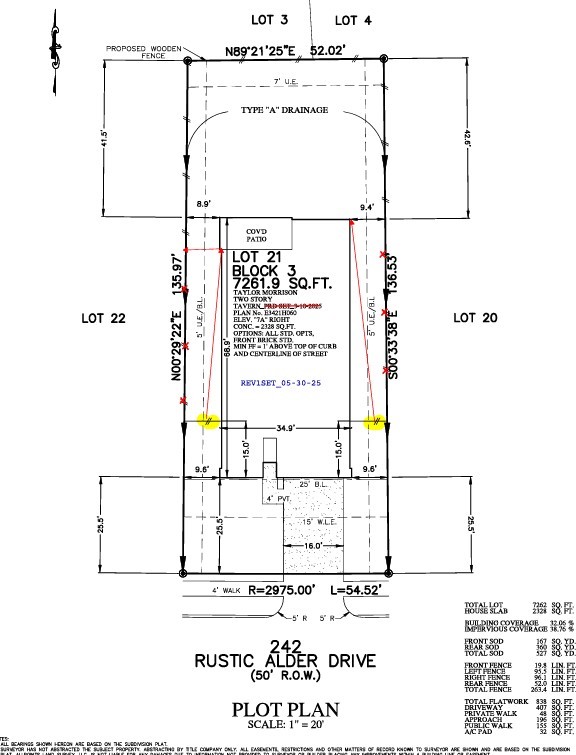 242 Rustic Alder Drive Preliminary Plot Plan