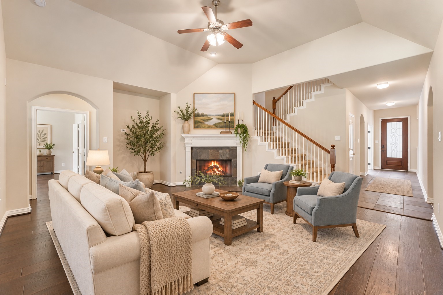 VIRTUALLY STAGED  - this space can be made to be very cozy and a beautiful focal point in the heart of the home.
