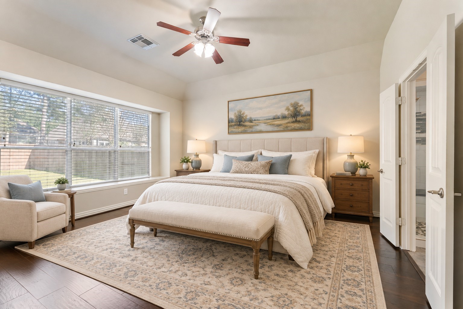 VIRTUALLY STAGED  - this Primary Bedroom has wonderful natural lighting and overlooks the large backyard.