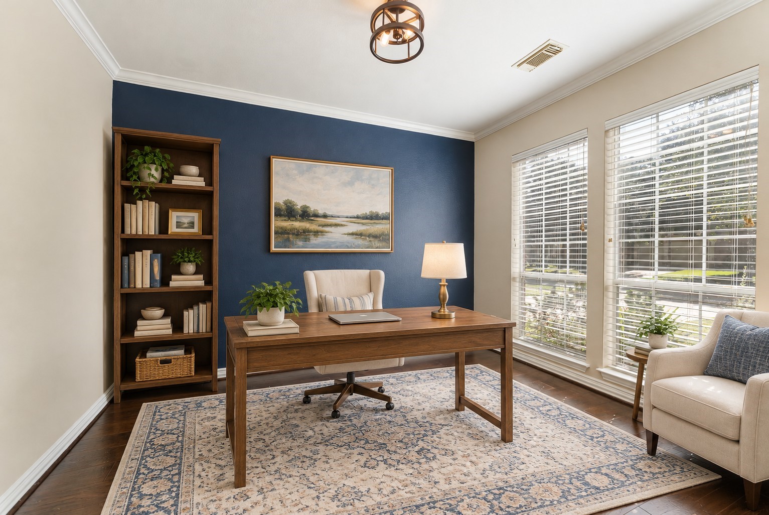 VIRTUALLY STAGED - provides a layout for the home office.