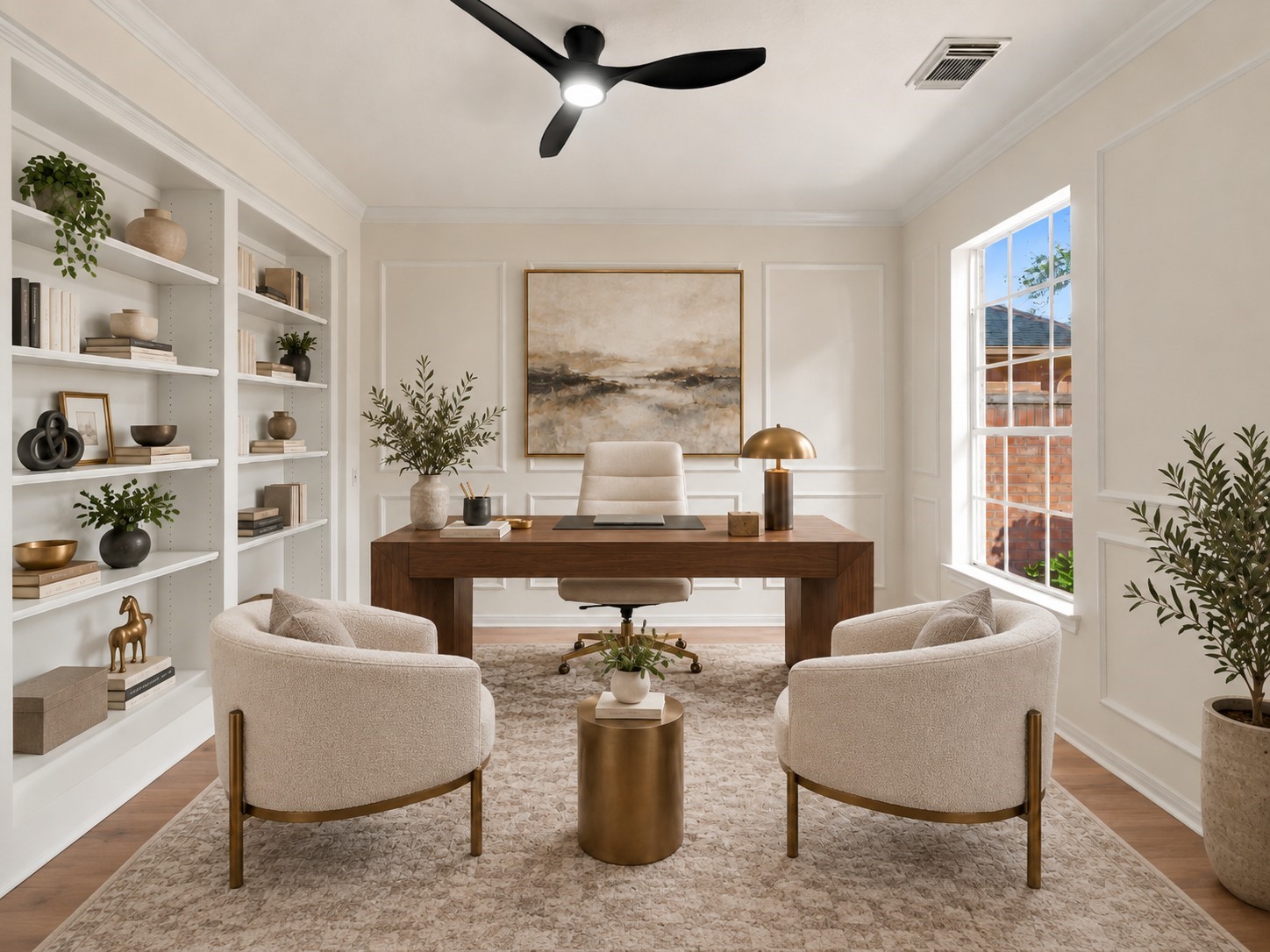 Virtually staged home office.