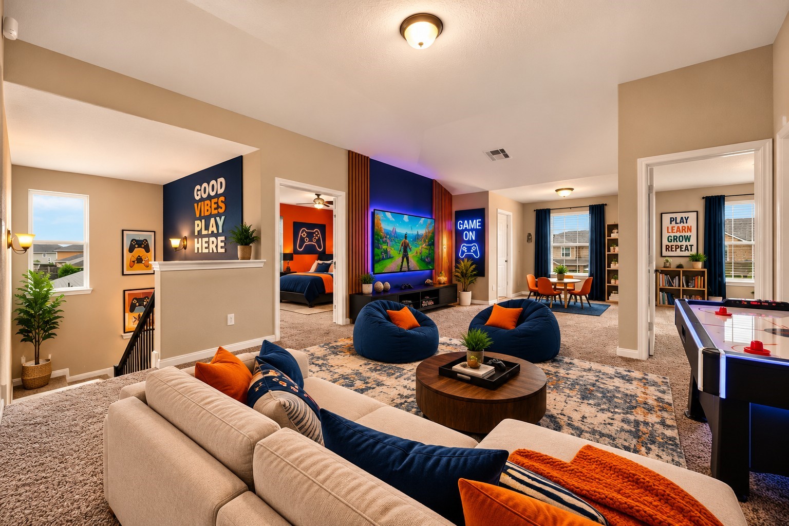 AI Generated - Virtually staged game room