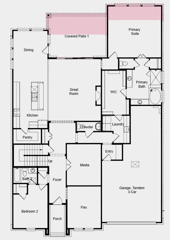 Additional Highlights Include: Extended primary suite, extended covered patio, 8' entry doors, 12'x8' sliding door at great room, 8' interior doors at main level, and gas line at patio.