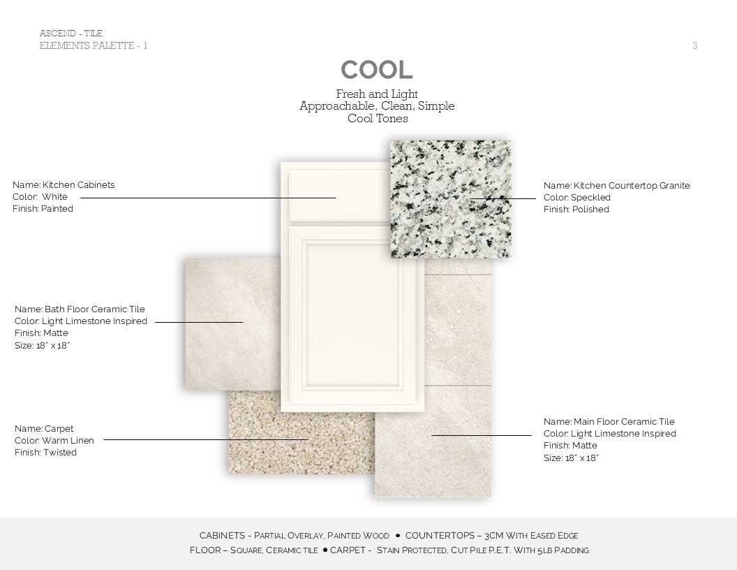 Elements Look Palette 1 Selection Sheet (*Artist rendering used for illustration purposes only.)