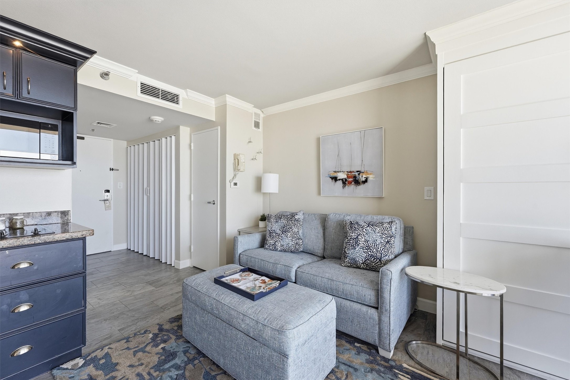 The living area flows into the kitchenette for easy everyday living and entertaining.