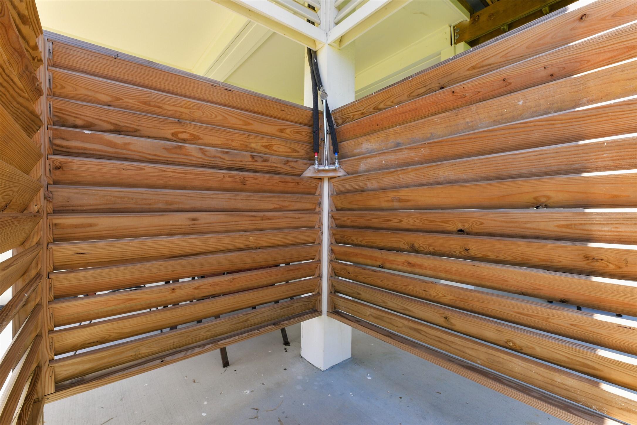 The outdoor shower is a perfect place to rinse off those sandy toes.