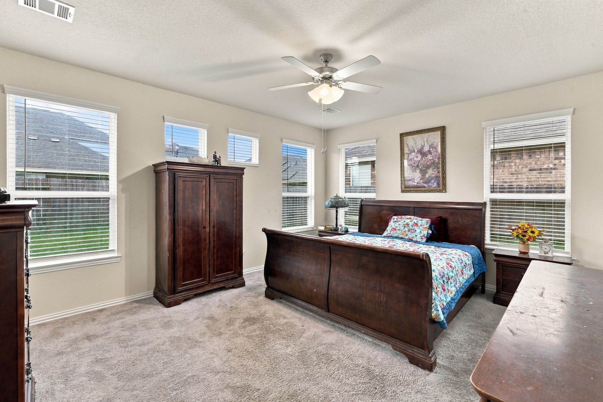 Large Primary Retreat featuring large windows,  lots of natural light