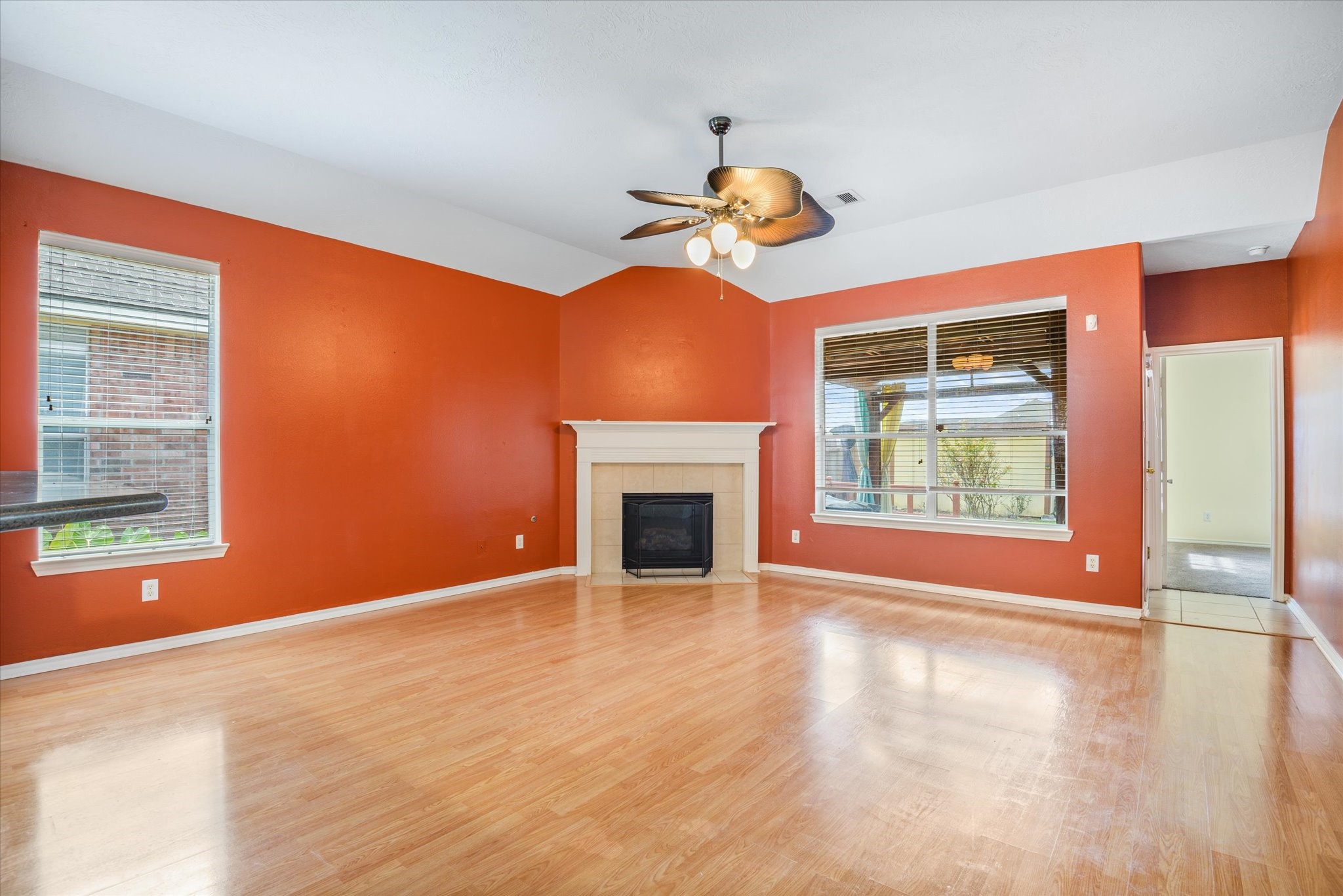 Living room with gas fireplace