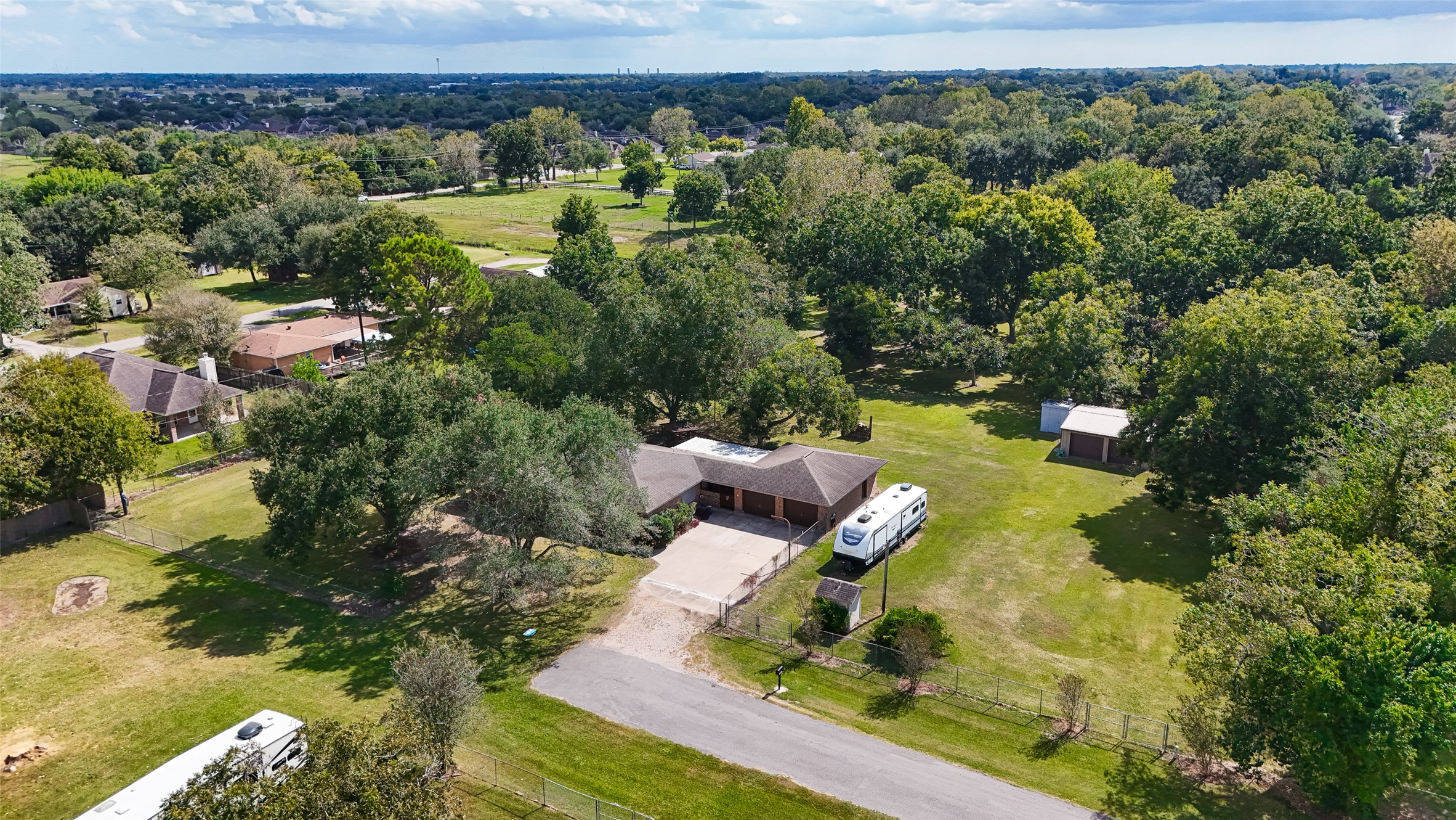 Ariel view of dead-end road