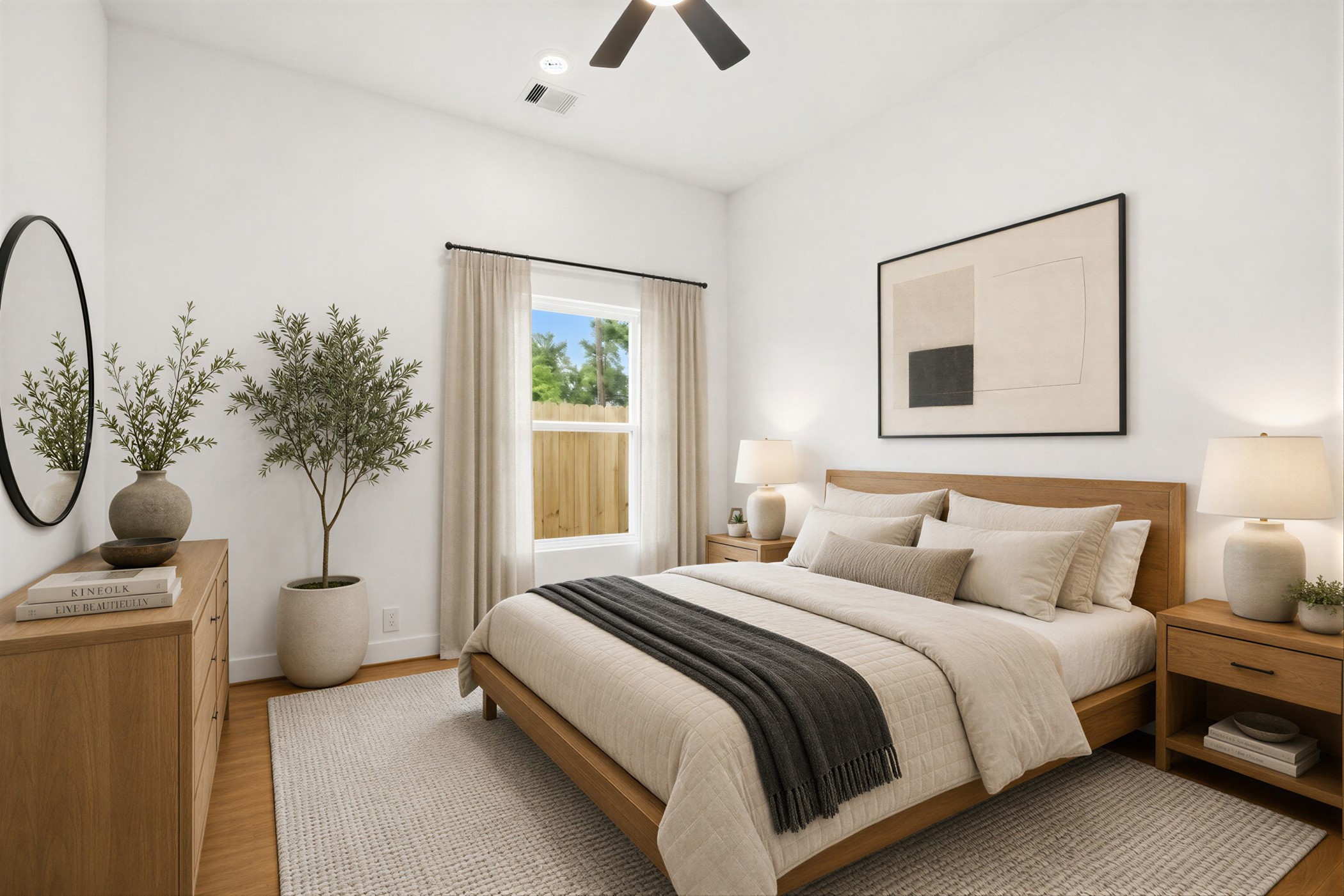 This image is Virtually Stages to provide viewer a suggestion of how the room could look decorated.