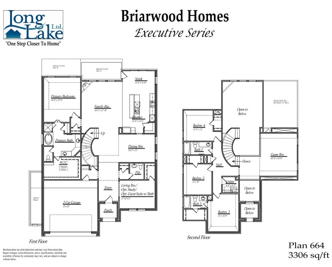 Plan 664 features 5 bedrooms, 4 full baths, 1 half bath and over 3,300 square feet of living space Plan 664 features 5 bedrooms, 4 full baths, 1 half bath and over 3,300 square feet of living space
