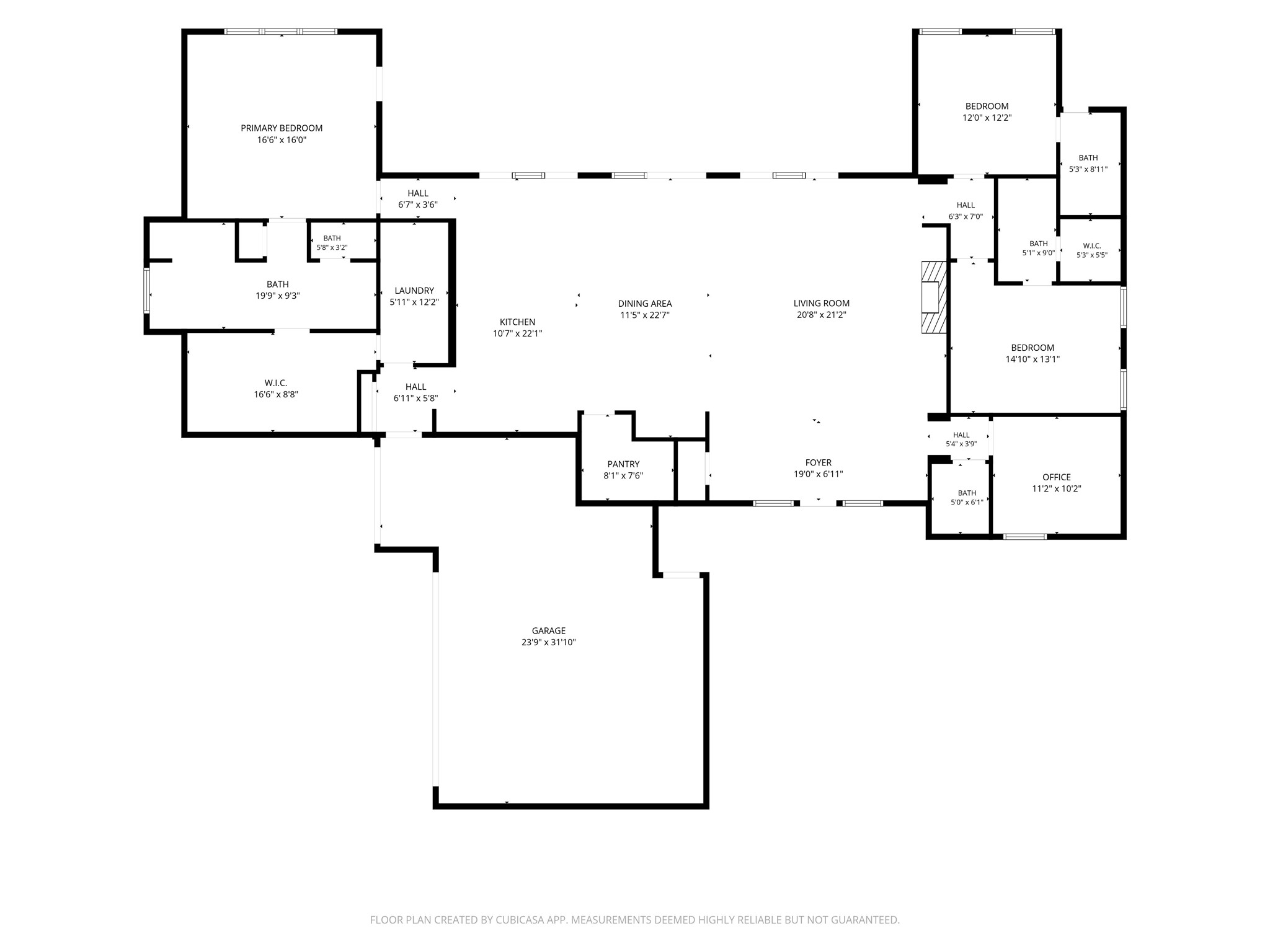 Thoughtfully designed split floor plan with the private primary suite tucked away on one side of the home and secondary bedrooms positioned on the opposite side of the living spaces.