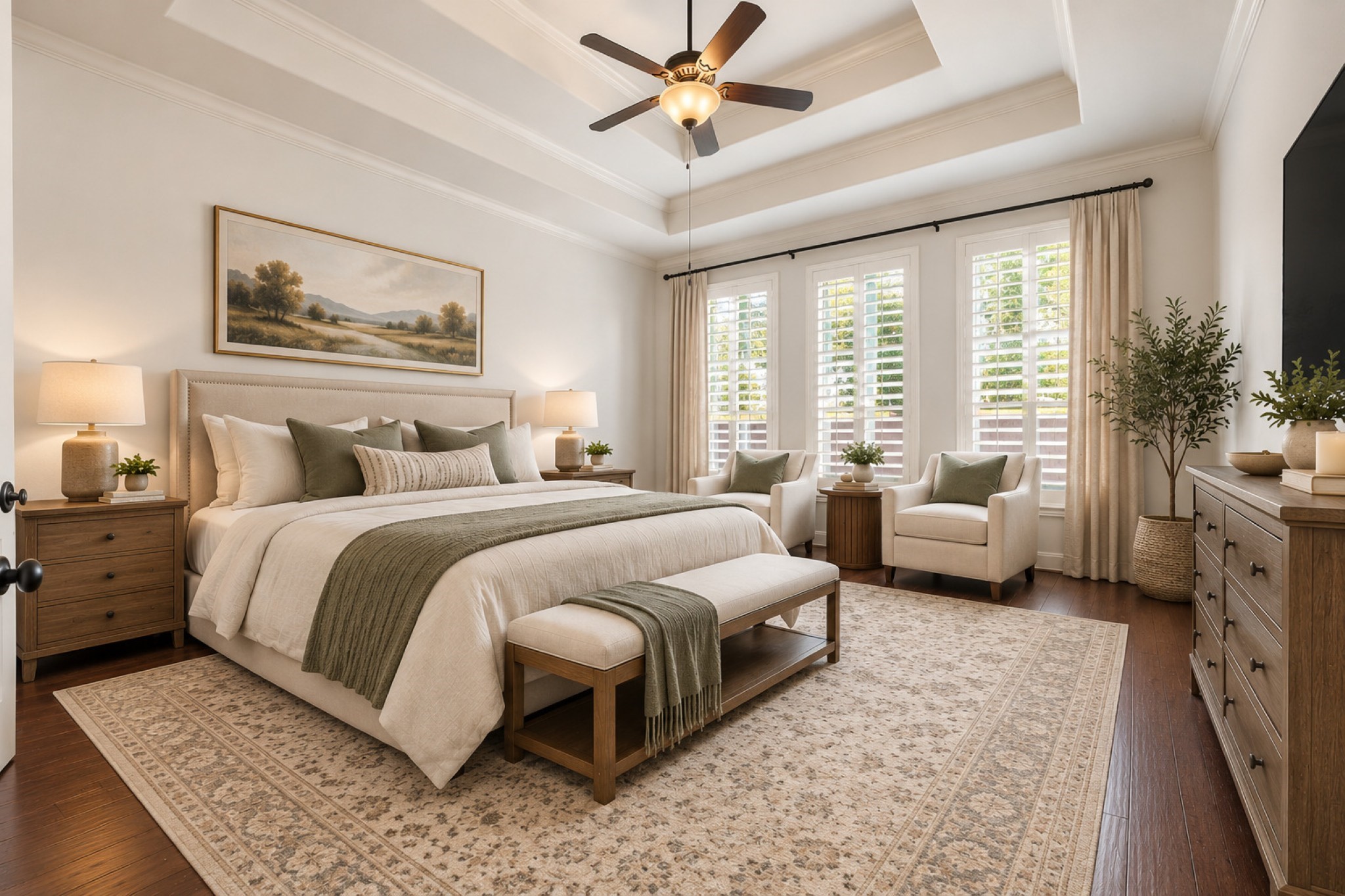 Primary bedroom virtually staged