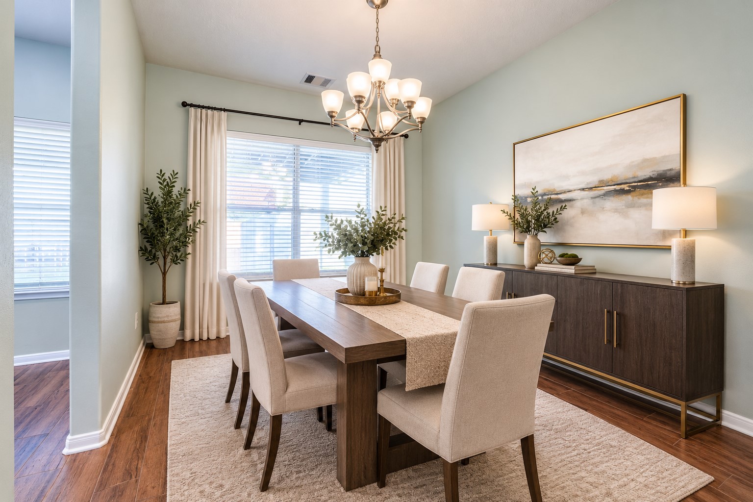 The formal dining room offers space for hosting gatherings, family meals, and creating lasting memories with loved ones.Virtually Staged