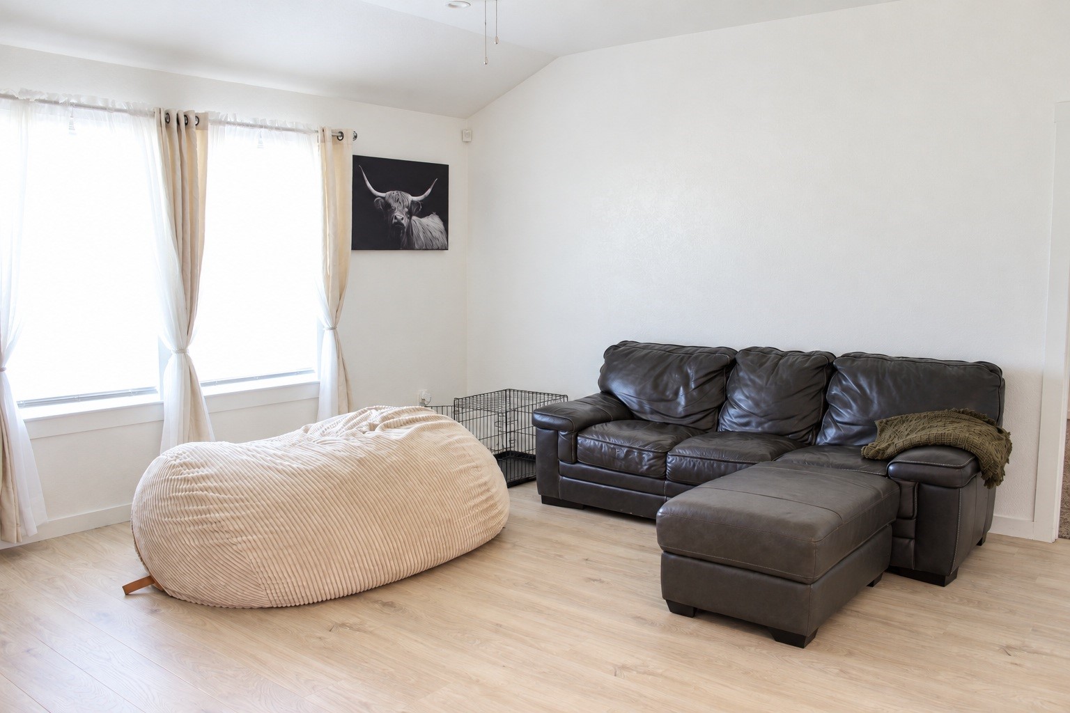Living Room with Natural Light, and Wood-Look Flooring.