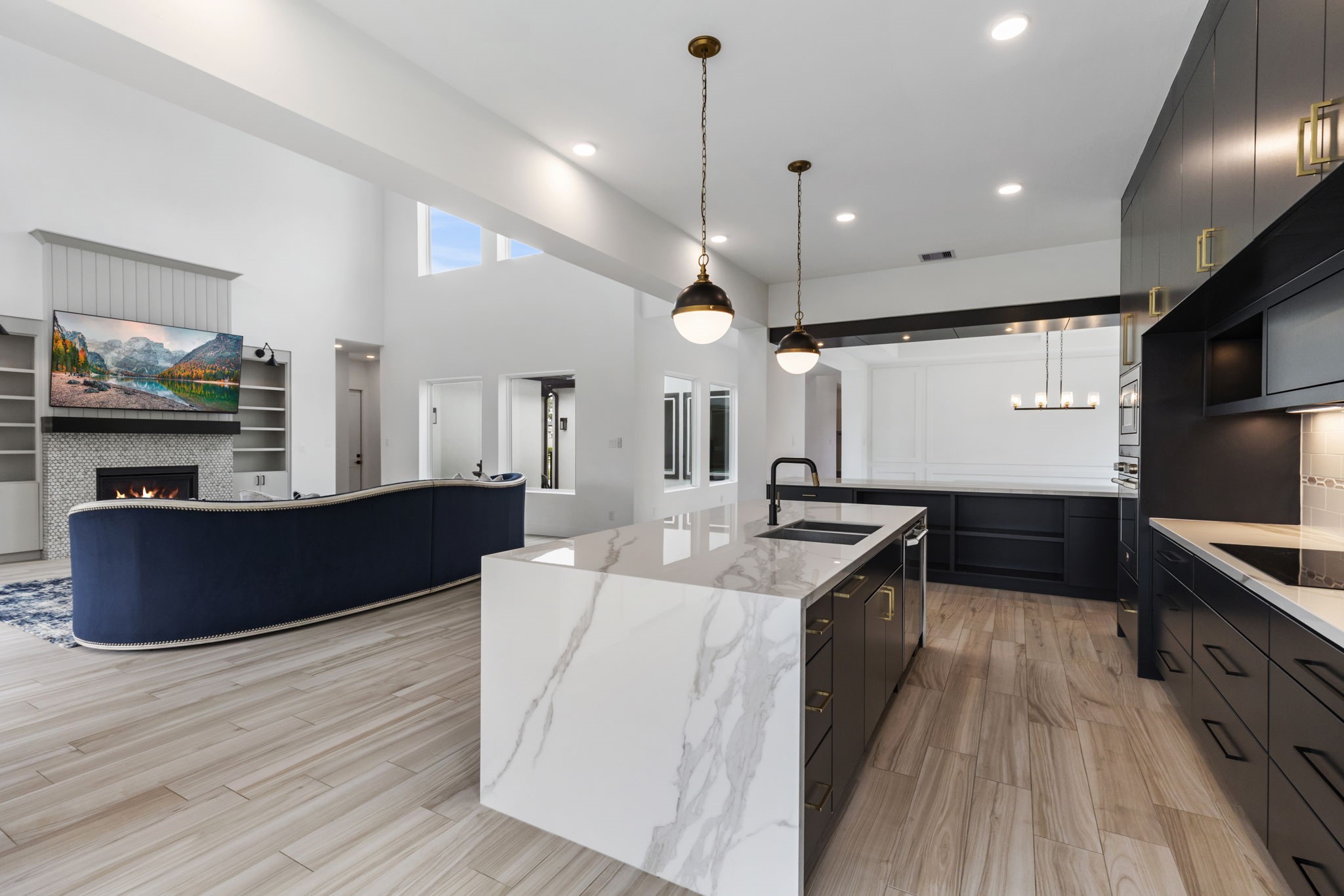 The kitchen is open to the living space.