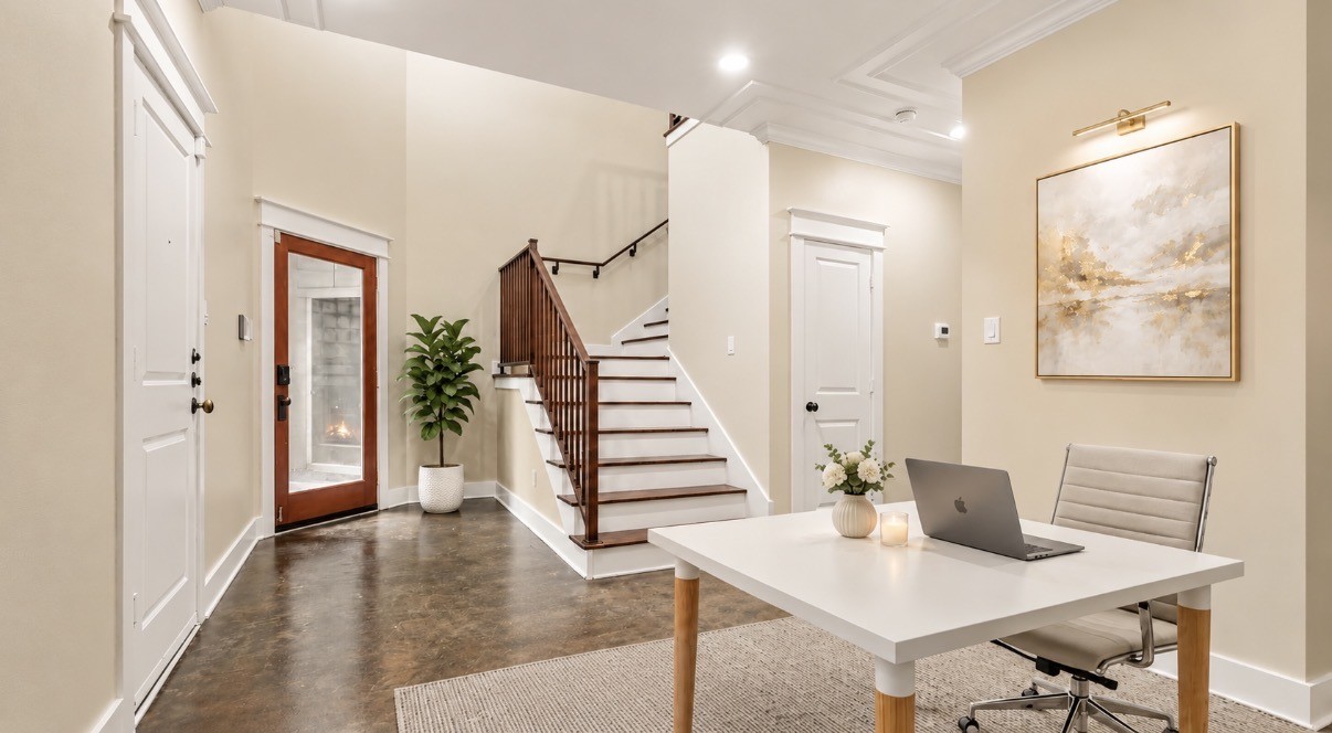 Virtually staged FLEX SPACE can be used as an office, a sitting room, mud room or whatever fits your needs.