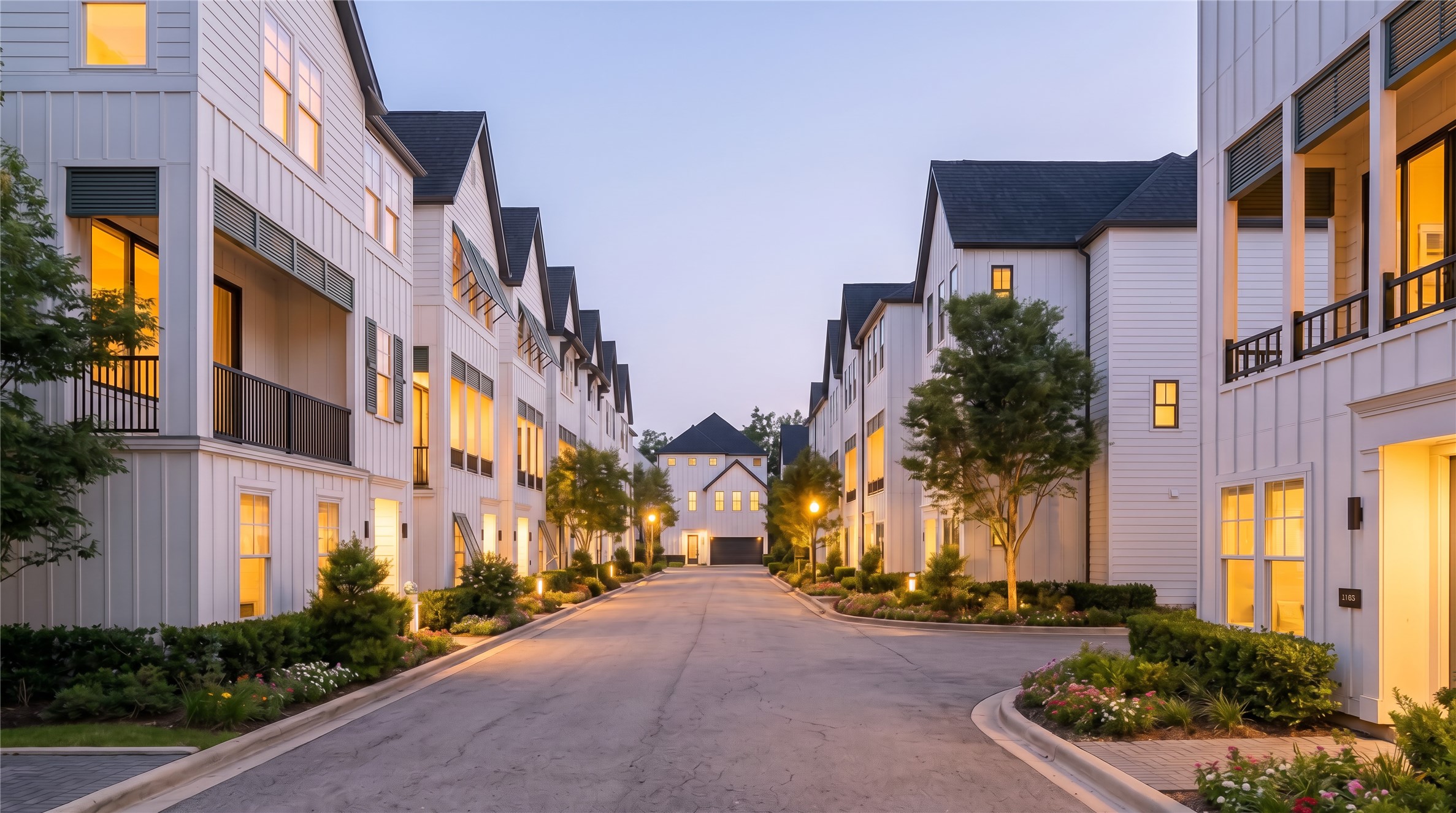 spacious 28ft wide streets in community