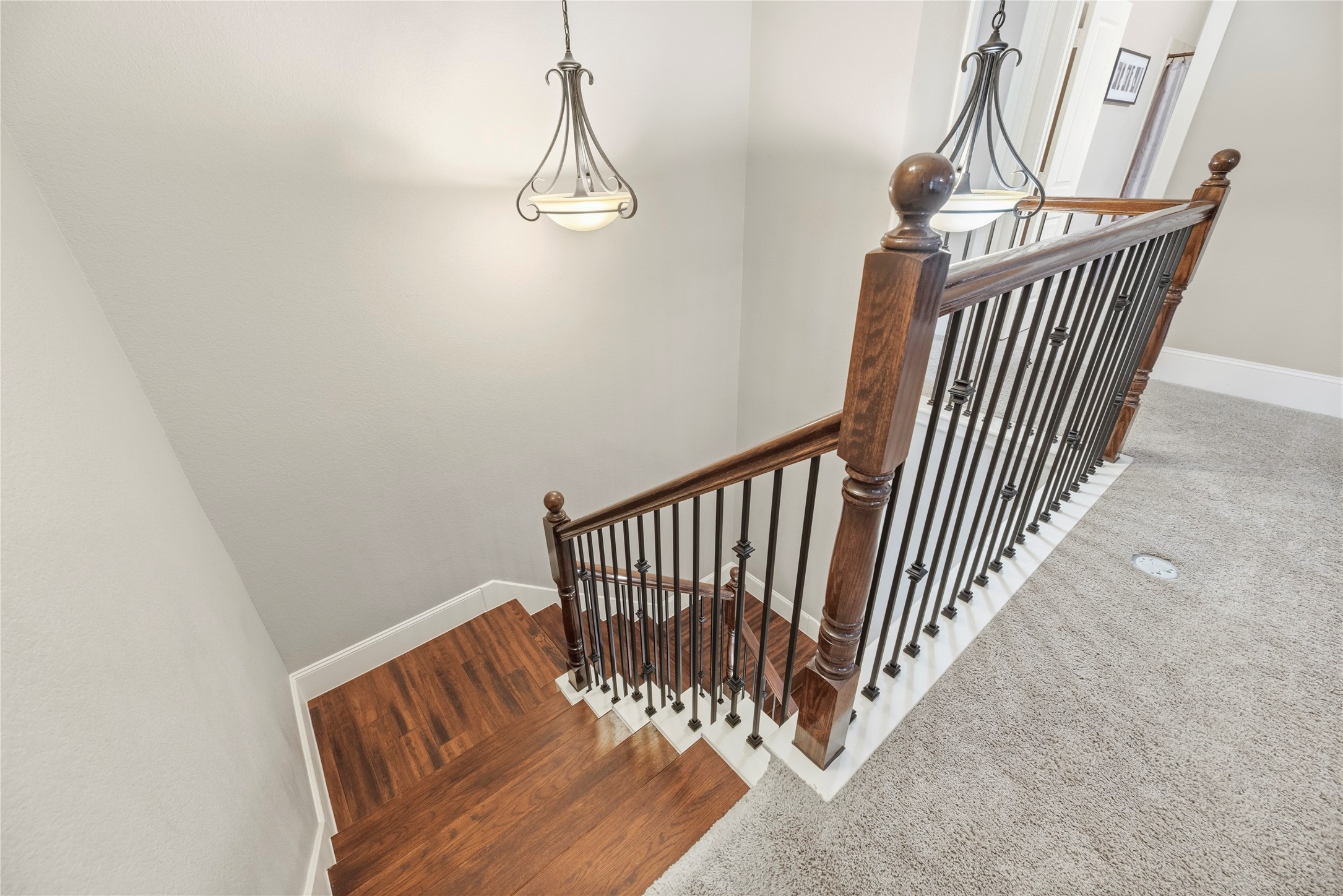 Stunning wood staircase.