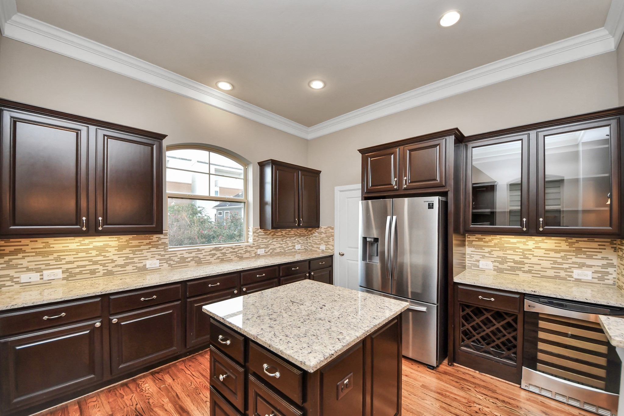 Entertain with the wine rack and beverage refrigerator in your fully equipped kitchen.