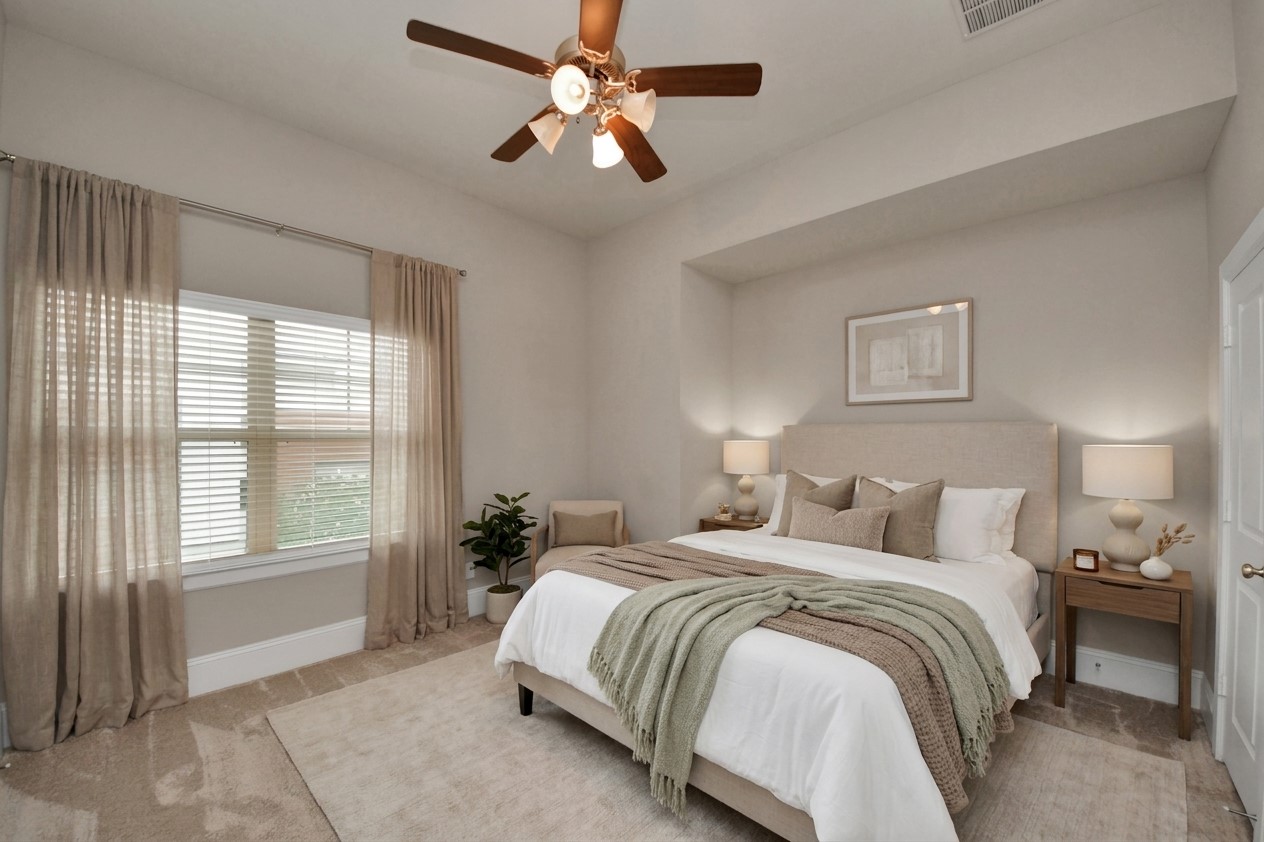 Virtually Staged - Discover the inviting charm of a spacious guest room on the third floor, complete with an ensuite bath and walk-in closet for ultimate comfort and convenience.