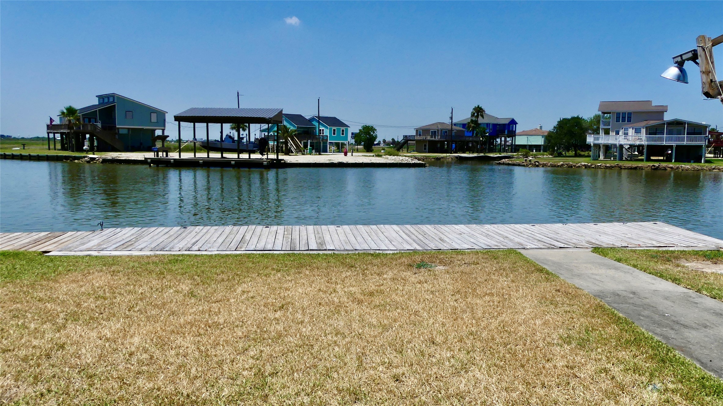 Ground level view across water