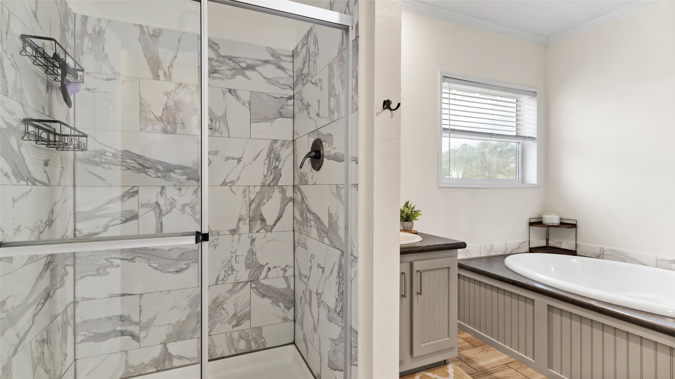 Primary bathroom with seperate shower