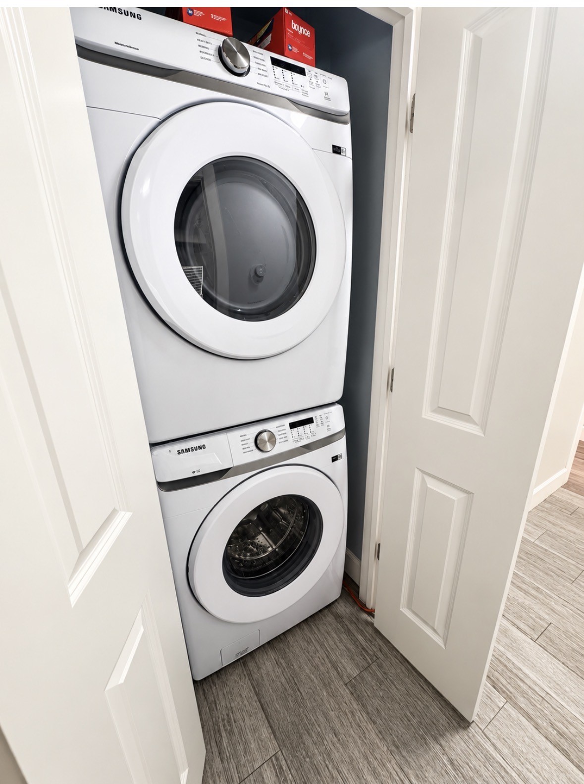 Washer and dryer closet.
