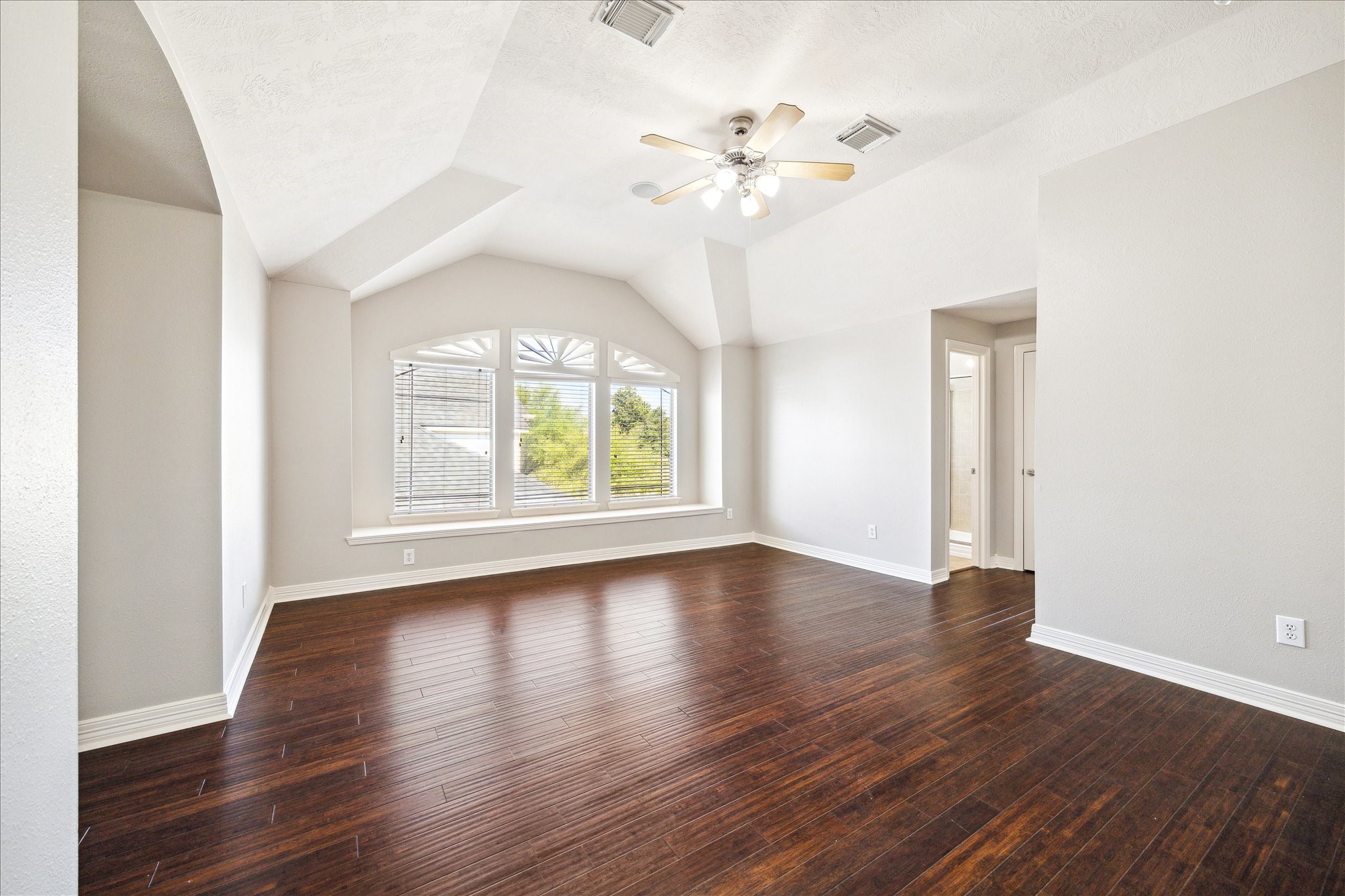 Custom window treatments, transit & ceiling fans on every bedroom