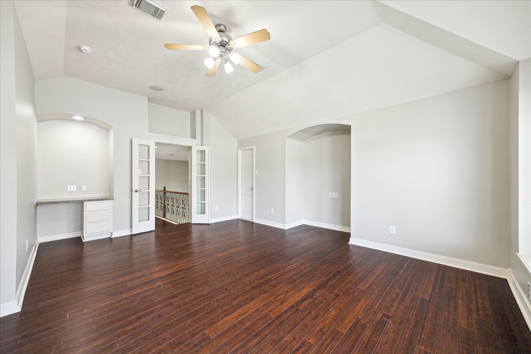Gameroom upstairs w computer nook & French doors, can be 5th gust bedroom up