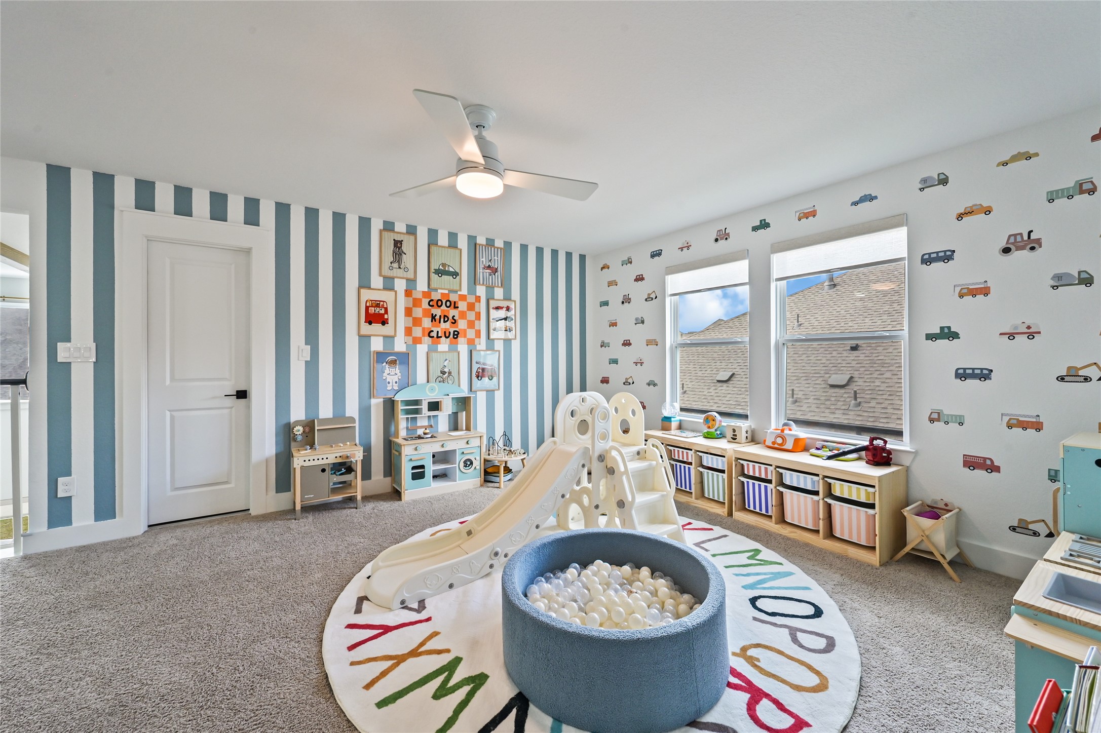 beautifully designed upstairs game room and entertainment loft