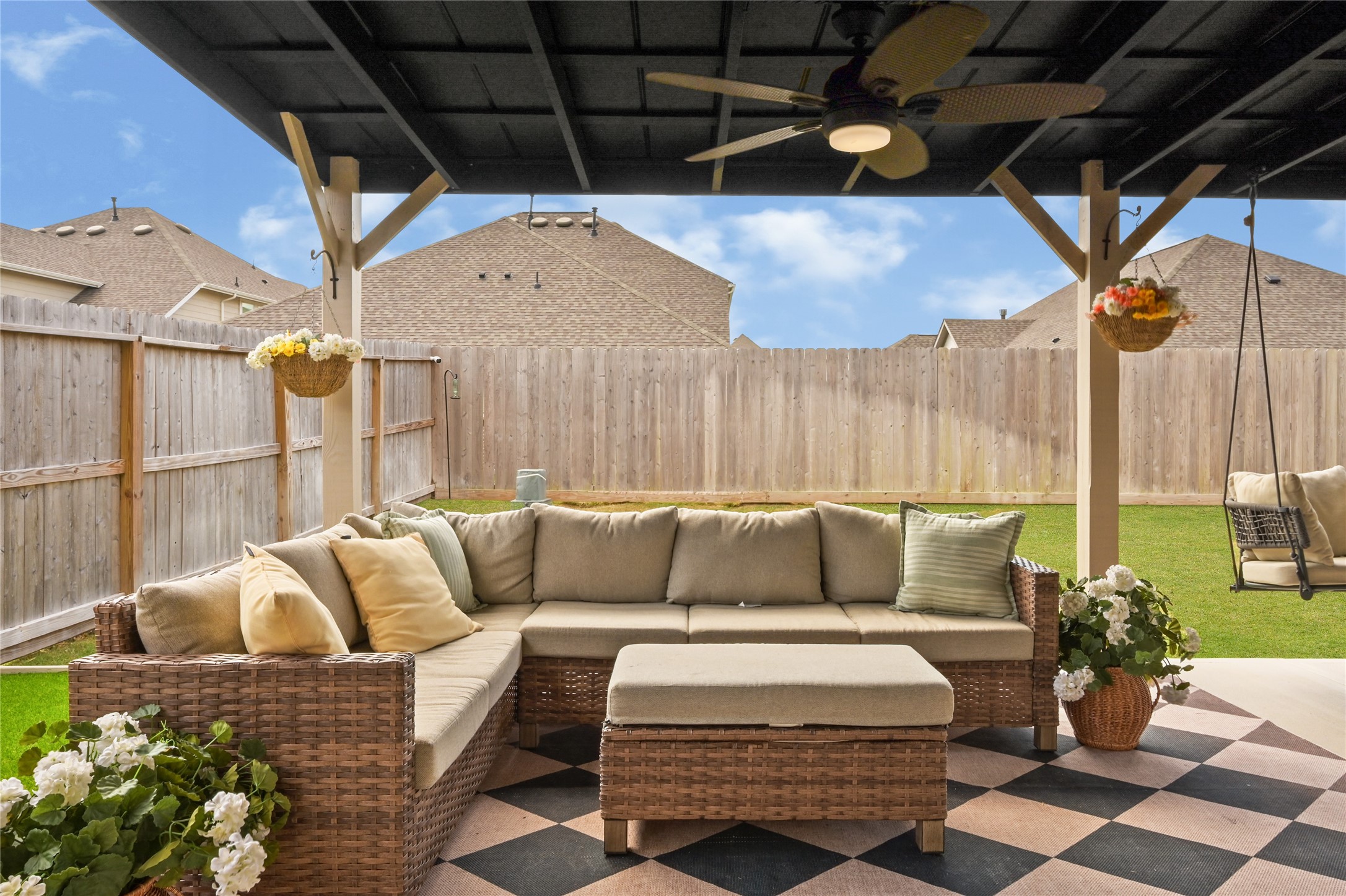 beautifully designed covered patio