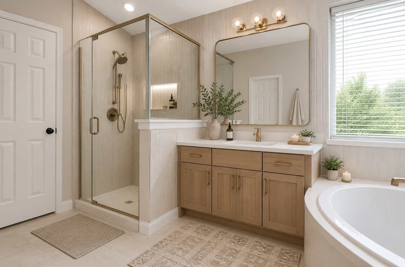 Imagine waking up to this spa like primary bath! This rendering allows you to visualize the possibilities this home has to offer.
