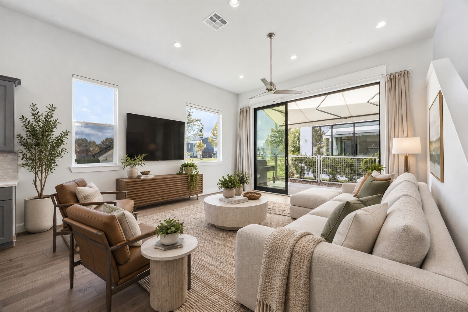 Virtually staged living room. Virtually staged living room.