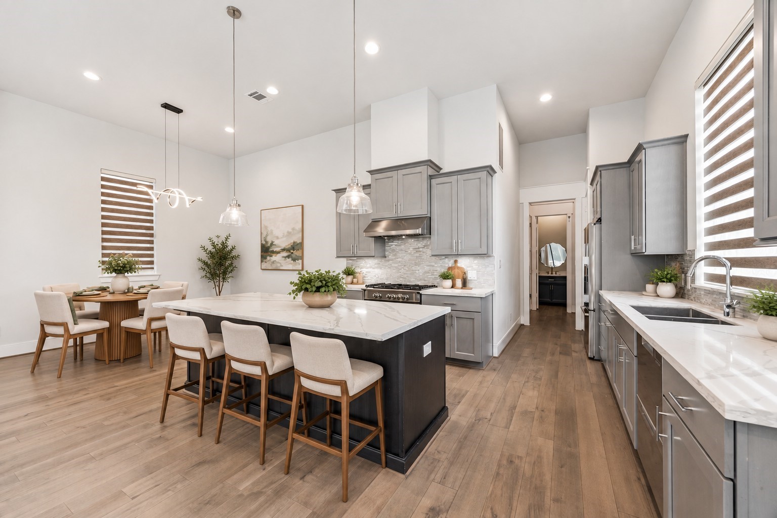 Virtually staged kitchen.
