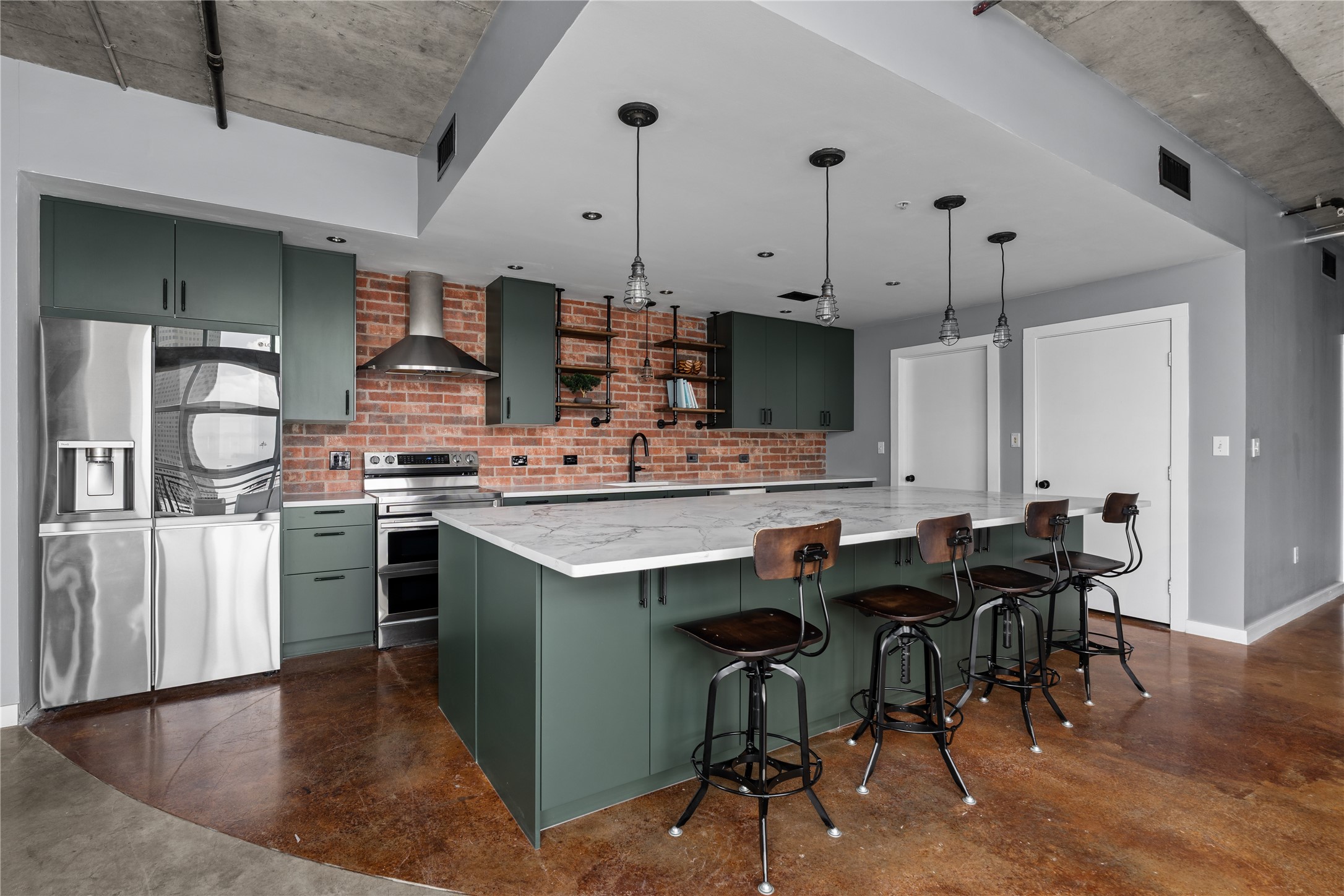New stainless steel state of the art appliances match the kitchens refresh.
