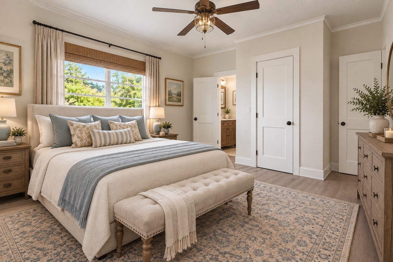 Virtually staged to show room possibility.