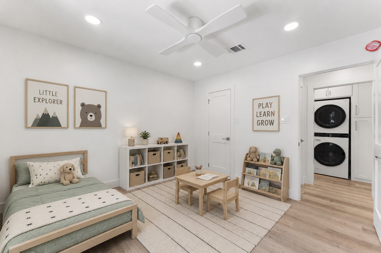 AI-enhanced virtual staging shown to illustrate the room's potential.