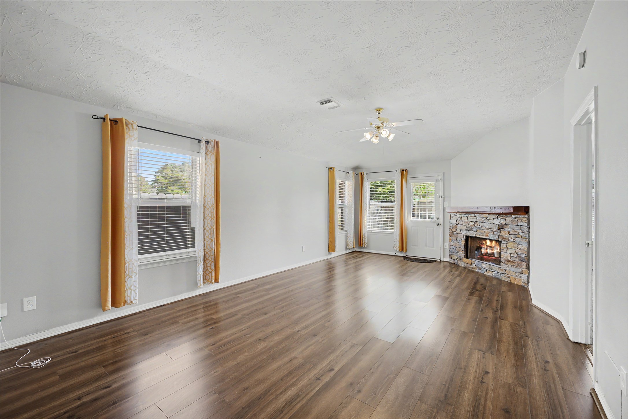 Living room with fireplace