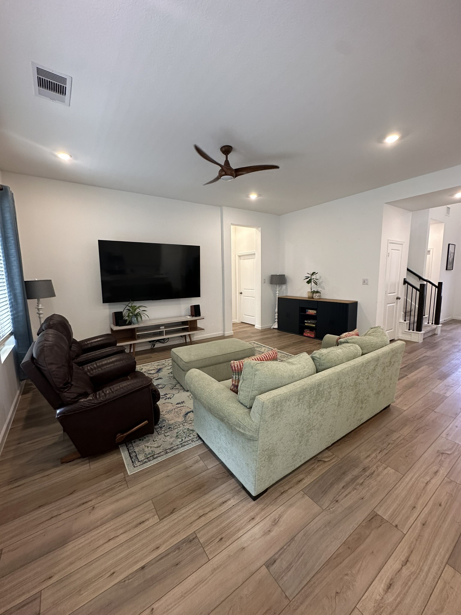 living room open to kitchen