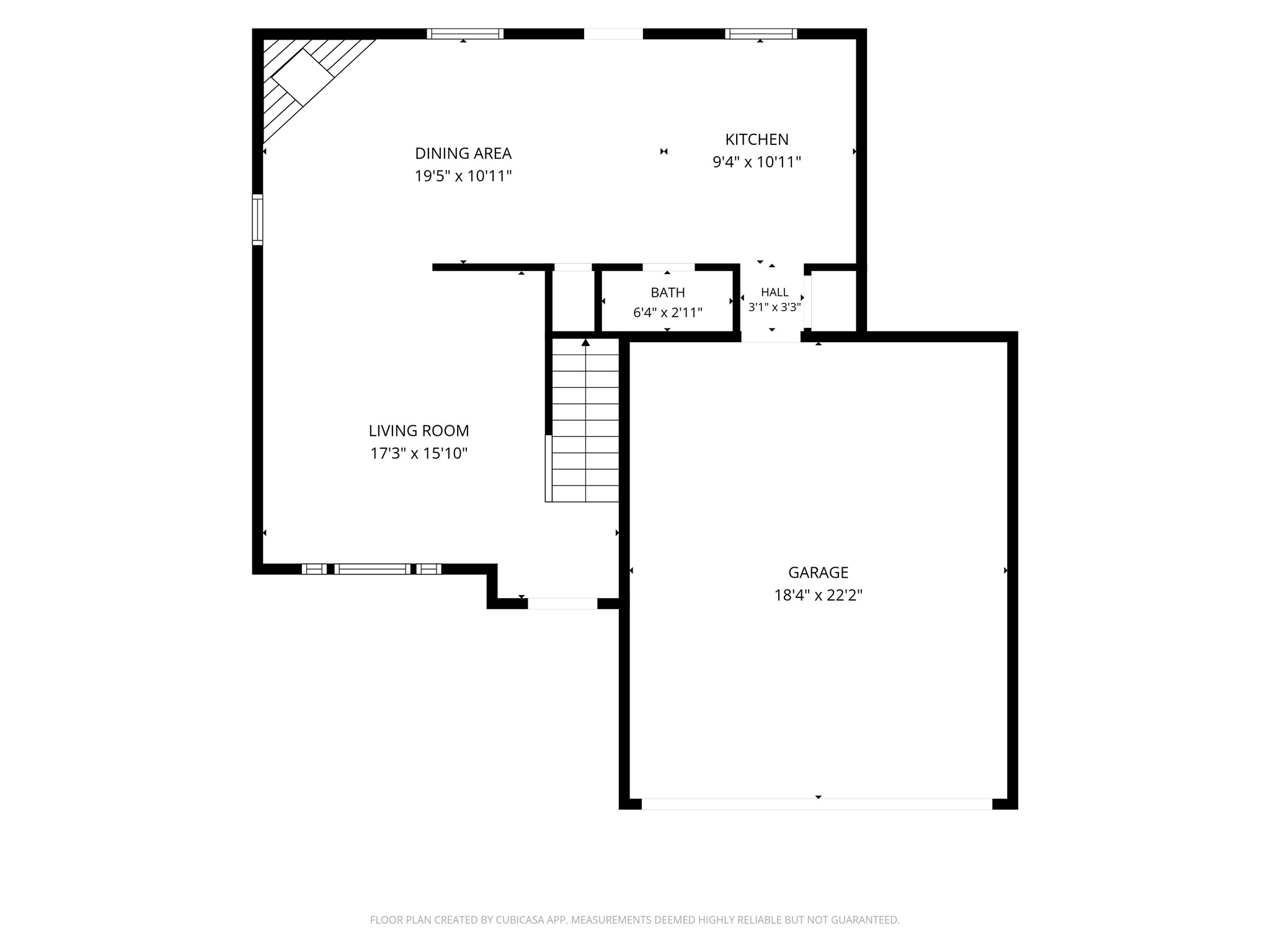 Spacious main floor layout features a large living room, a dining area, a cozy kitchen, a convenient half bath, and a generous garage.