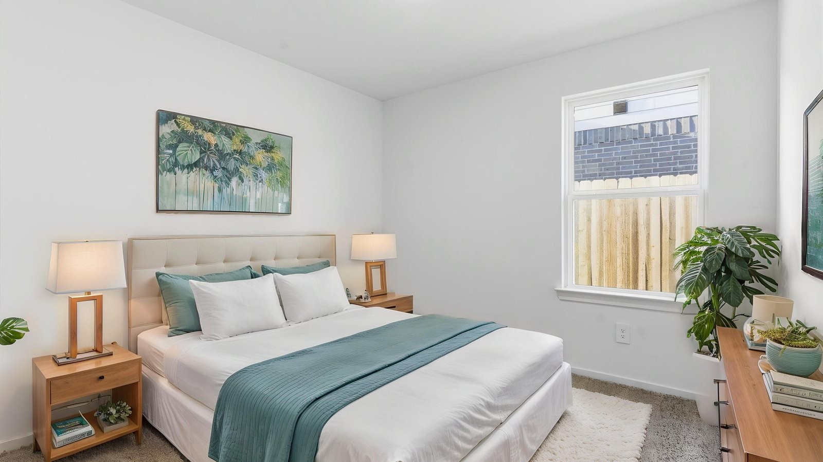 Comfortable guest bedroom featuring neutral-toned walls, carpeted flooring, and a separate closet.