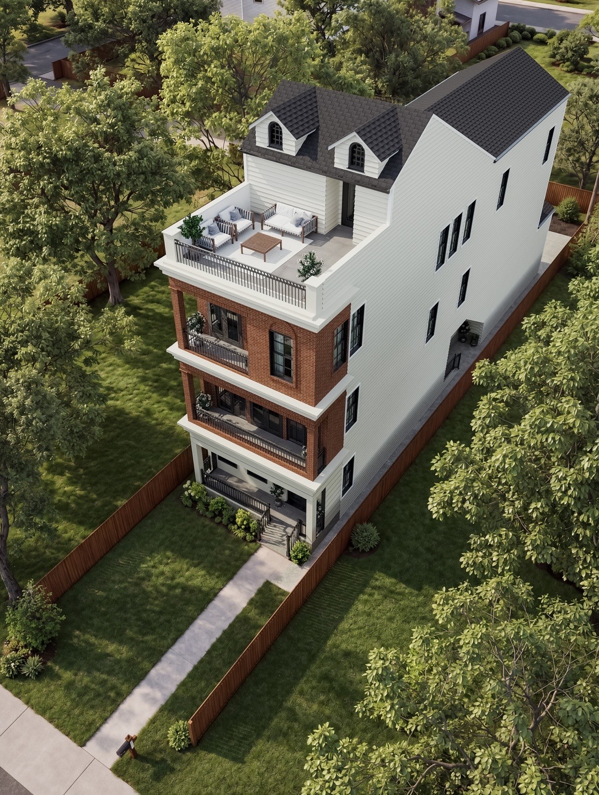 Digital rendering showing the exterior elevation and materials. Digital rendering showing the exterior elevation and materials.