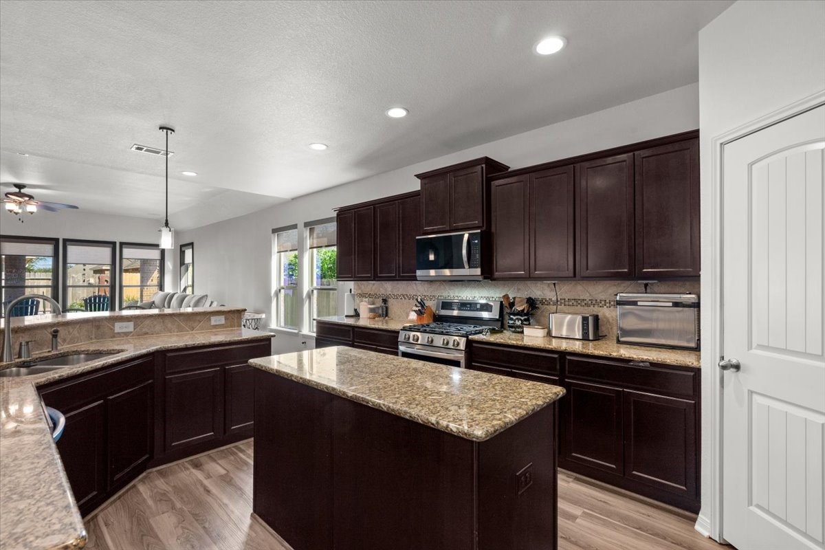 Kitchen overlooking living room