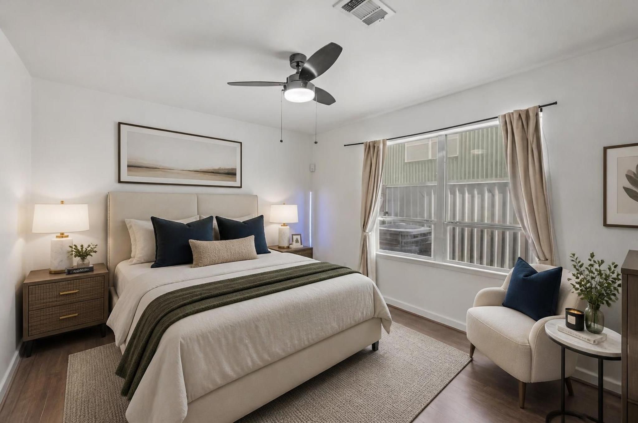 Bedroom. Virtually staged.