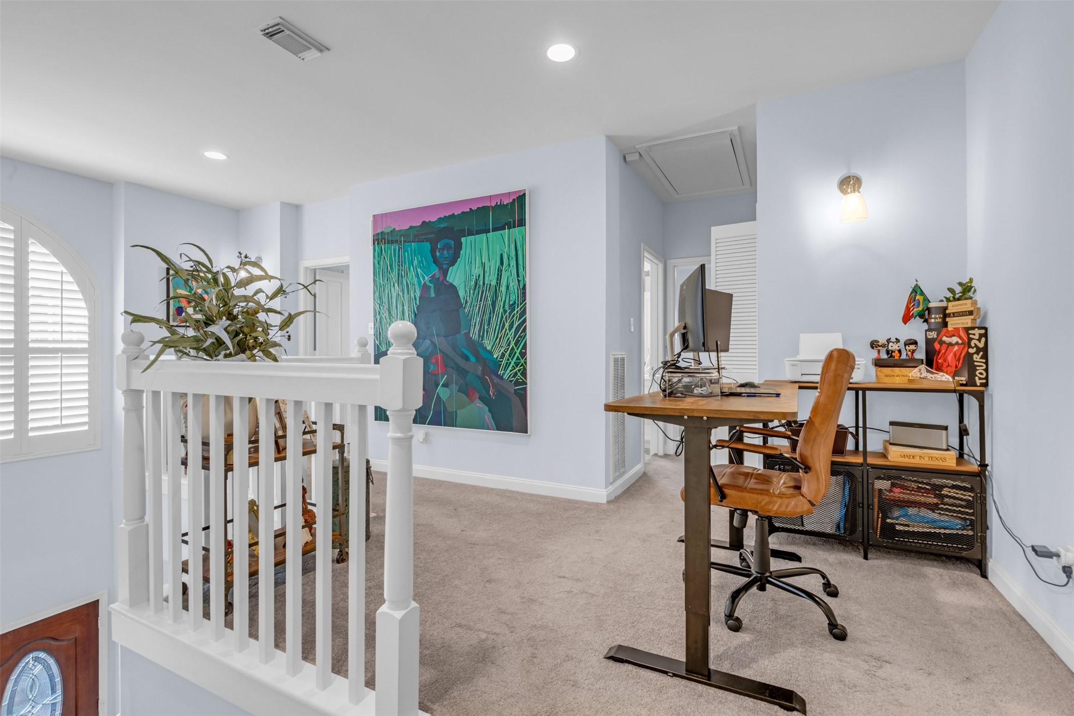 On the second floor, there is a space that can be used as an office.