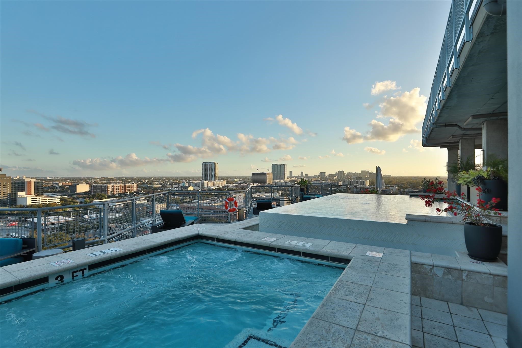 Escape the Houston heat with a dip in the infinity edge pool.