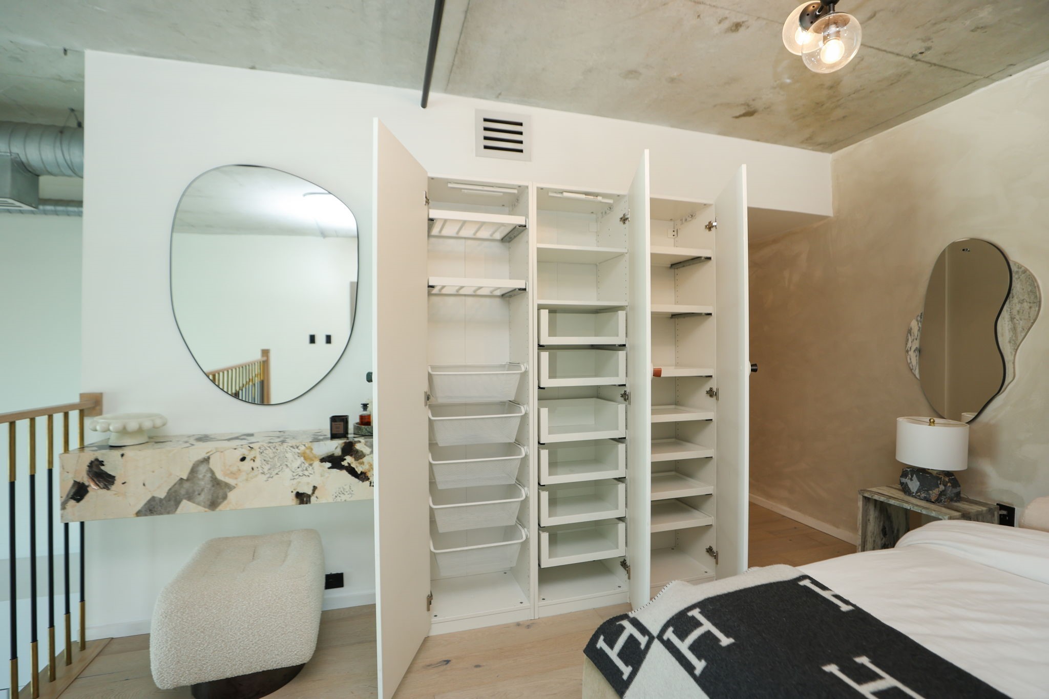 Wonderful storage space and built-ins throughout this this loft where the space is maximized for efficient living.