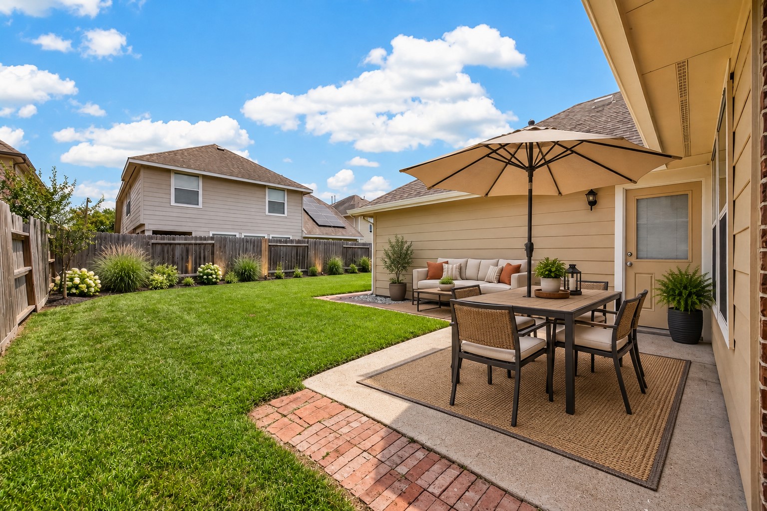 Rear patio - digitally staged